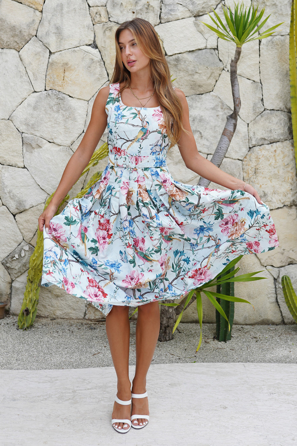 Florance Dress U Neck Sleeveless Midi Length Poliamide Taffta (Heart Manor Small)