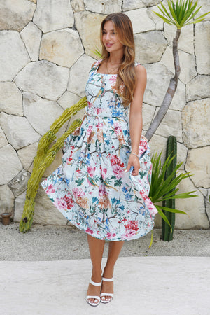 Florance Dress U Neck Sleeveless Midi Length Silk Taffa (Heart Manor Small)