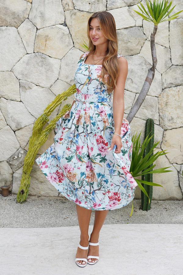 Florance Dress U Neck Sleeveless Midi Length Silk Taffa (Heart Manor Small)