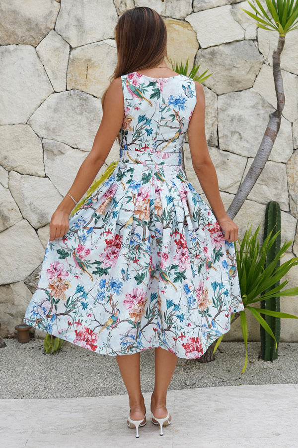 Florance Dress U Neck Sleeveless Midi Length Silk Taffa (Heart Manor Small)