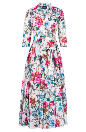 Aster Dress Shirt Collar 3/4 Sleeve Midi Plus Length Cotton Musola (Heart Manor)