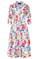 Audrey Dress #2 Shirt Collar 3/4 Sleeve Midi Length Cotton Stretch (Heart Manor)