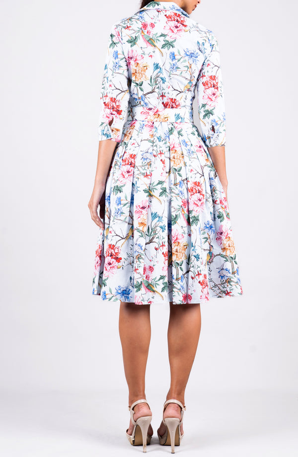 Audrey Dress #2 Shirt Collar 3/4 Sleeve Regular Length Cotton Stretch (Heart Manor)