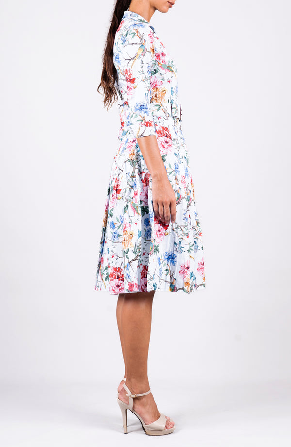 Audrey Dress #2 Shirt Collar 3/4 Sleeve Regular Length Cotton Stretch (Heart Manor)
