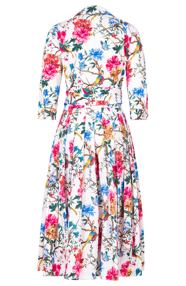 Audrey Dress #2 Shirt Collar 3/4 Sleeve Midi Length Cotton Stretch (Heart Manor)