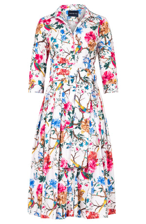 Audrey Dress #2 Shirt Collar 3/4 Sleeve Midi Length Cotton Stretch (Heart Manor)