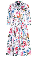 [Off the Rack] Audrey Dress #4 Shirt Collar 3/4 Sleeve Long Length Cotton Stretch (Heart Manor) @S-XXL