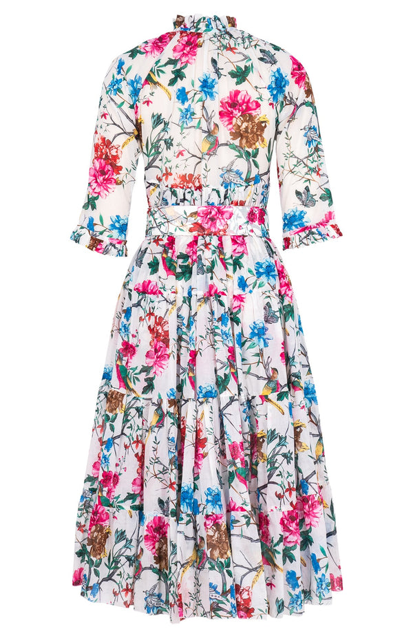 Eden Dress Crew Neck 3/4 Sleeve Midi Length Cotton Musola (Heart Manor)
