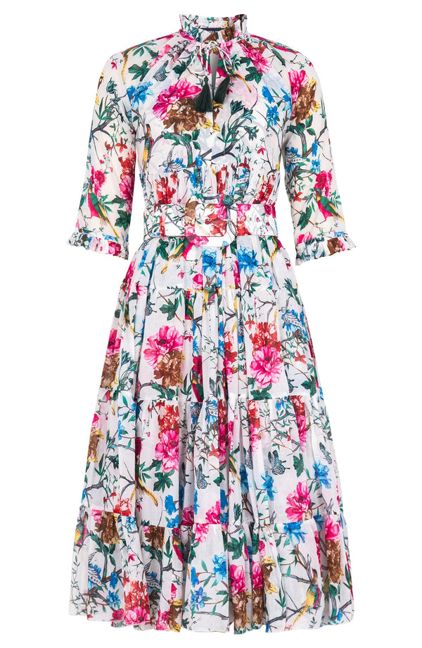 Eden Dress Crew Neck 3/4 Sleeve Midi Length Cotton Musola (Heart Manor)