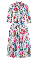 Eden Dress Crew Neck 3/4 Sleeve Midi Length Cotton Musola (Heart Manor)