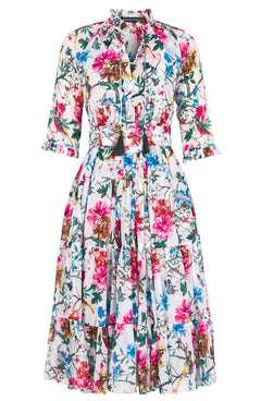Eden Dress Crew Neck 3/4 Sleeve Midi Length Cotton Musola (Heart Manor)