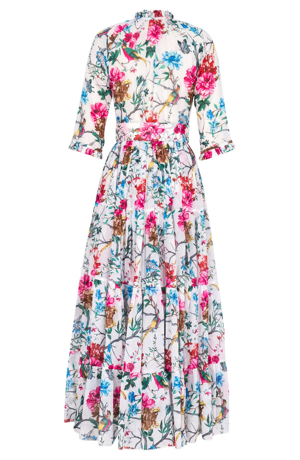 Eva Dress Crew Neck 3/4 Sleeve Maxi Length Cotton Musola (Heart Manor)