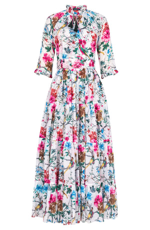 Eva Dress Crew Neck 3/4 Sleeve Maxi Length Cotton Musola (Heart Manor)
