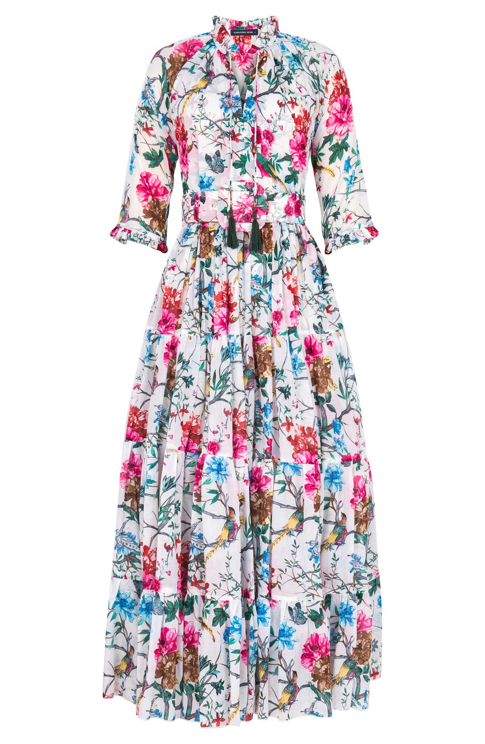 Eva Dress Crew Neck 3/4 Sleeve Maxi Length Cotton Musola (Heart Manor)