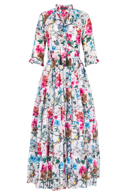 Eva Dress Crew Neck 3/4 Sleeve Maxi Length Cotton Musola (Heart Manor)