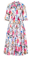 Eva Dress Crew Neck 3/4 Sleeve Midi Length Cotton Musola (Heart Manor)