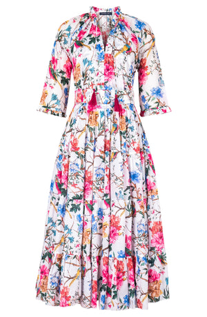 Eva Dress Crew Neck 3/4 Sleeve Midi Length Cotton Musola (Heart Manor)