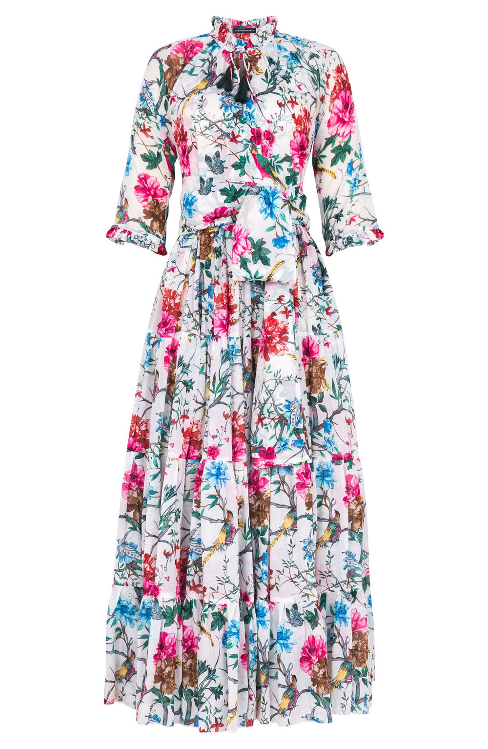 Eva Dress Crew Neck 3/4 Sleeve Maxi Length Cotton Musola (Heart Manor)