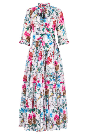 Eva Dress Crew Neck 3/4 Sleeve Maxi Length Cotton Musola (Heart Manor)
