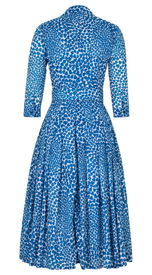 Audrey Dress #4 Shirt Collar 3/4 Sleeve Midi Length Cotton Musola (Heart Wave Big)