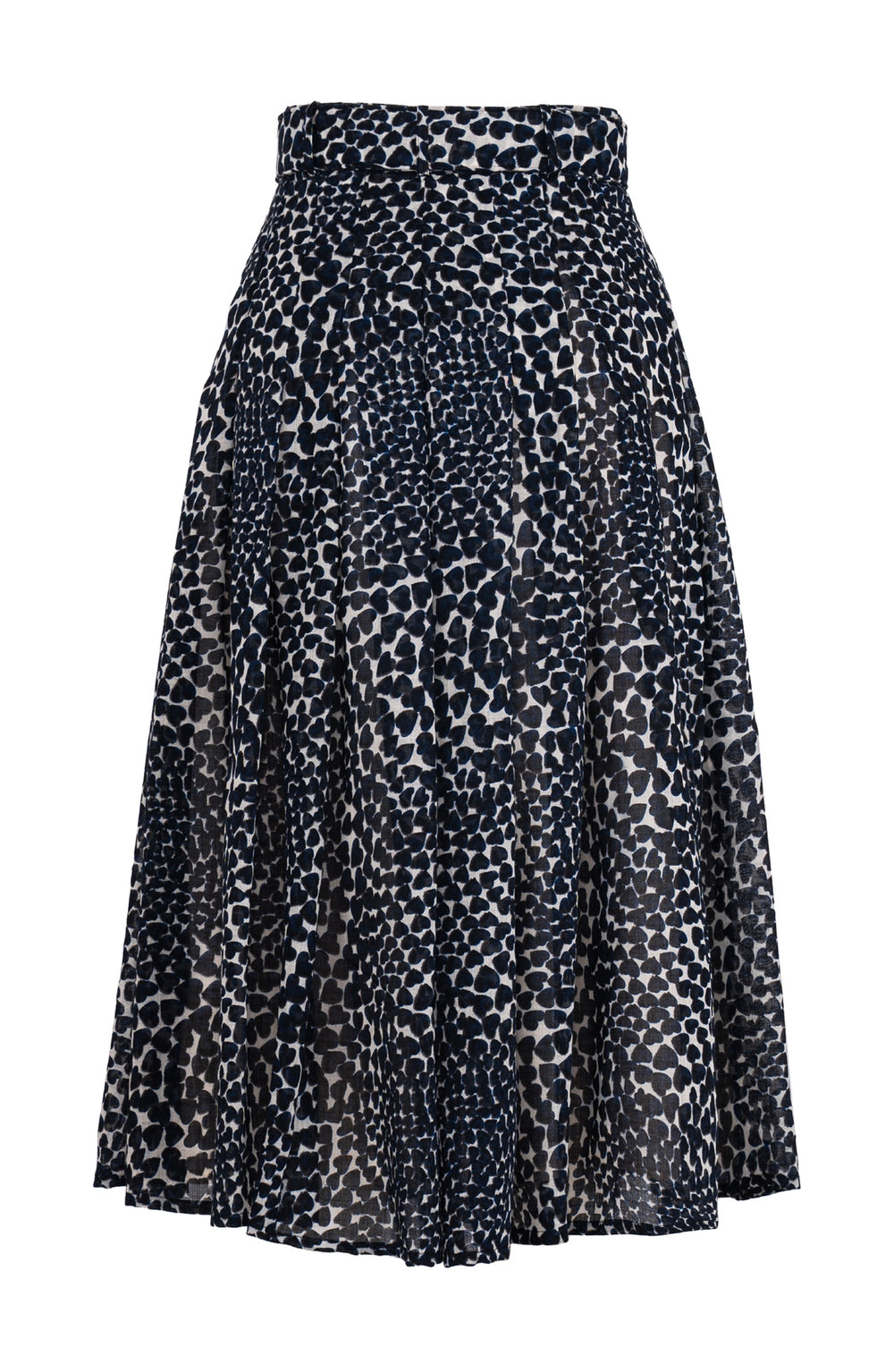 Zeller Skirt Midi Length Wool (Heart Wave) - Ivory Indigo