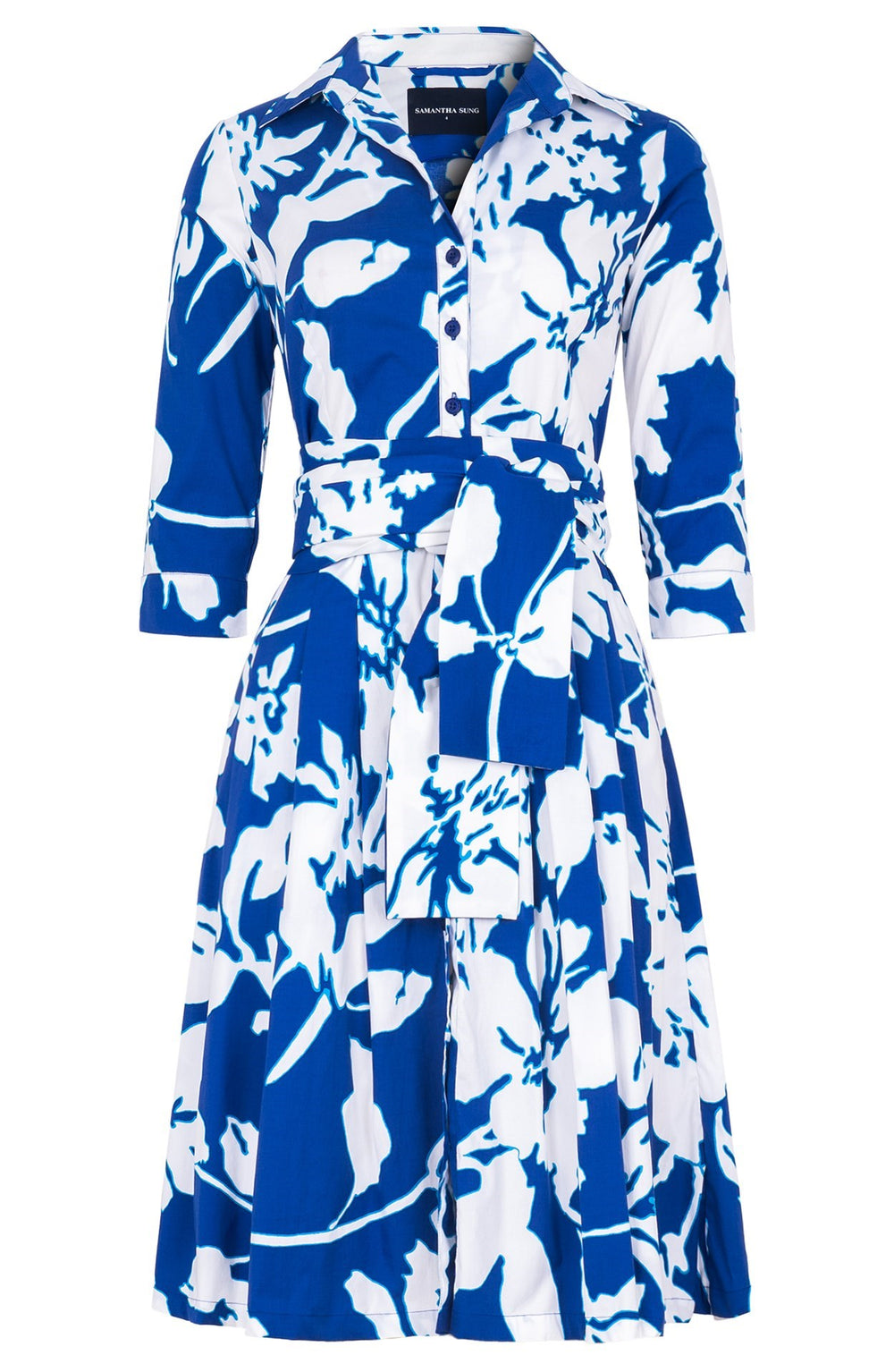 Audrey Dress #3 Shirt Collar 3/4 Sleeve Regular Length Cotton Stretch (Hemingway Flower Ground)