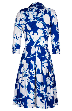 Audrey Dress #3 Shirt Collar 3/4 Sleeve Regular Length Cotton Stretch (Hemingway Flower Ground)