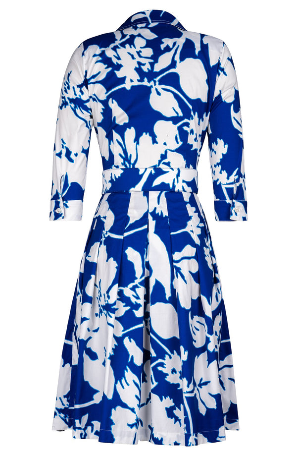 Audrey Dress #3 Shirt Collar 3/4 Sleeve Regular Length Cotton Stretch (Hemingway Flower Ground)