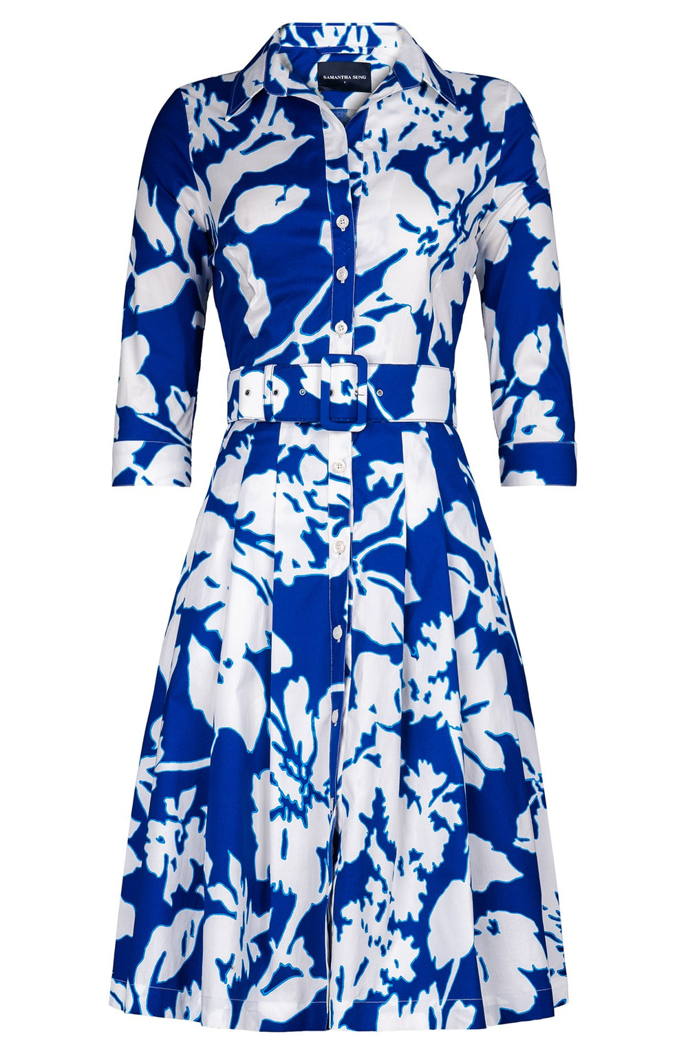 Audrey Dress #3 Shirt Collar 3/4 Sleeve Regular Length Cotton Stretch (Hemingway Flower Ground)