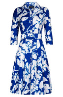 Audrey Dress #3 Shirt Collar 3/4 Sleeve Regular Length Cotton Stretch (Hemingway Flower Ground)