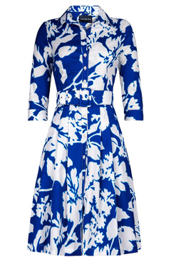 Audrey Dress #3 Shirt Collar 3/4 Sleeve Regular Length Cotton Stretch (Hemingway Flower Ground)
