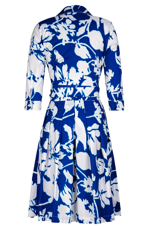 Audrey Dress #3 Shirt Collar 3/4 Sleeve Regular Length Cotton Stretch (Hemingway Flower Ground)