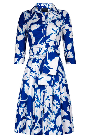 Audrey Dress #3 Shirt Collar 3/4 Sleeve Regular Length Cotton Stretch (Hemingway Flower Ground)