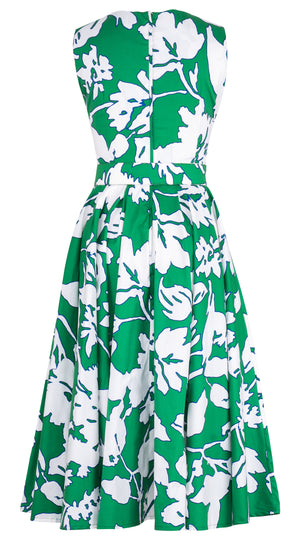 Abelia Dress Crew Neck Sleeveless Midi Length Cotton Stretch (Hemingway Flower Ground)