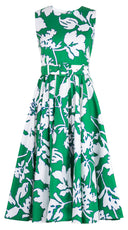 Abelia Dress Crew Neck Sleeveless Midi Length Cotton Stretch (Hemingway Flower Ground)