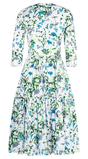 Melanie Dress #1 Crew Neck 3/4 Sleeve Midi Length Cotton Lawn (Hempstead Flower)