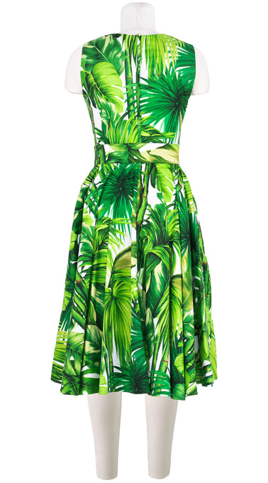 Abelia Dress V Neck Sleeveless Long Length Cotton Stretch (Honolulu Palm)