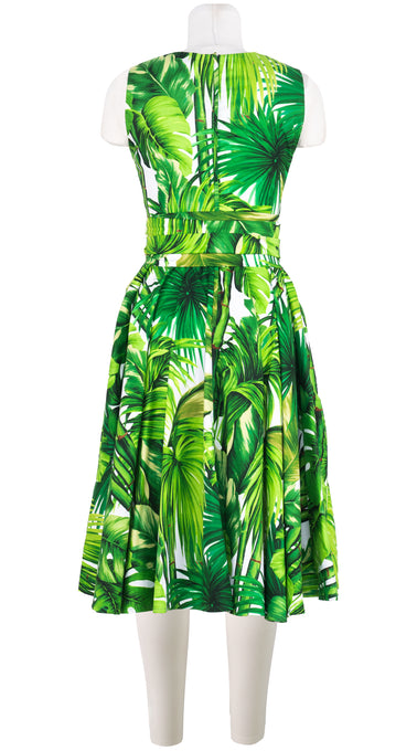Abelia Dress V Neck Sleeveless Long Length Cotton Stretch (Honolulu Palm)