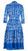 Audrey Dress #4 Shirt Collar 3/4 Sleeve Long Length Cotton Musola (Horse Chain)