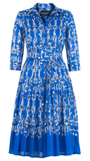 Audrey Dress #4 Shirt Collar 3/4 Sleeve Long Length Cotton Musola (Horse Chain)