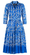 Audrey Dress #4 Shirt Collar 3/4 Sleeve Long Length Cotton Musola (Horse Chain)