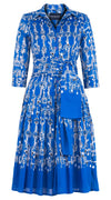 Audrey Dress #4 Shirt Collar 3/4 Sleeve Long Length Cotton Musola (Horse Chain)