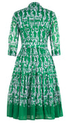Audrey Dress #4 Shirt Collar 3/4 Sleeve Long Length Cotton Musola (Horse Chain)