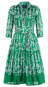 Audrey Dress #4 Shirt Collar 3/4 Sleeve Long Length Cotton Musola (Horse Chain)