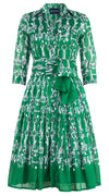 Audrey Dress #4 Shirt Collar 3/4 Sleeve Long Length Cotton Musola (Horse Chain)