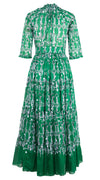 Eva Dress Crew Neck 3/4 Sleeve Maxi Length Cotton Musola (Horse Chain)