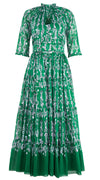 Eva Dress Crew Neck 3/4 Sleeve Maxi Length Cotton Musola (Horse Chain)