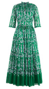Eva Dress Crew Neck 3/4 Sleeve Maxi Length Cotton Musola (Horse Chain)
