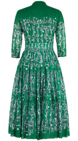 Aster Dress Shirt Collar 3/4 Sleeve Midi Length Cotton Musola (Horse Chain)