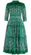 Aster Dress Shirt Collar 3/4 Sleeve Midi Length Cotton Musola (Horse Chain)